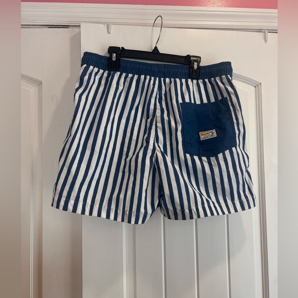 American Eagle Flex 5” Swim Shorts Size Medium NWOT Blue White Striped - Picture 3 of 3